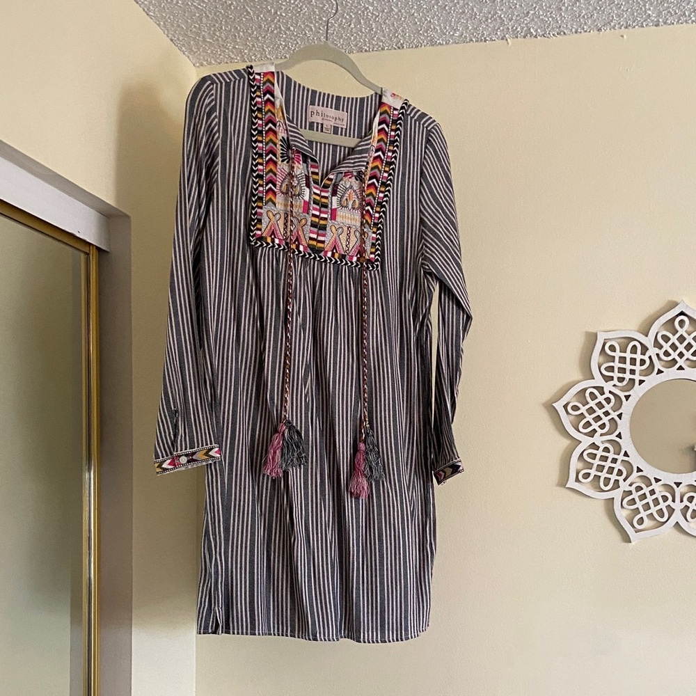 Philosophy Striped Multicolor Embroidered Dress